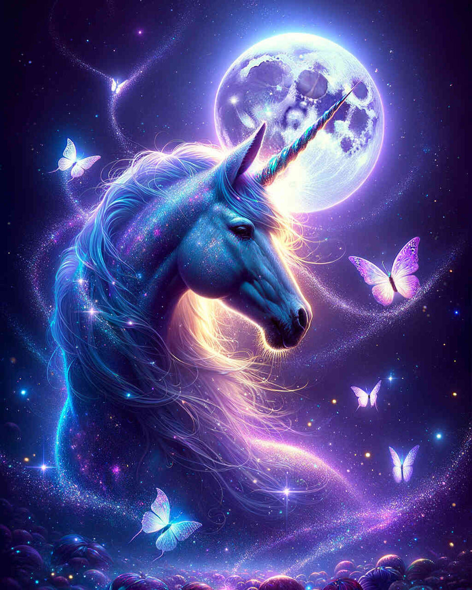 Unicorn in the moonlight — Diamond Painting Kit design