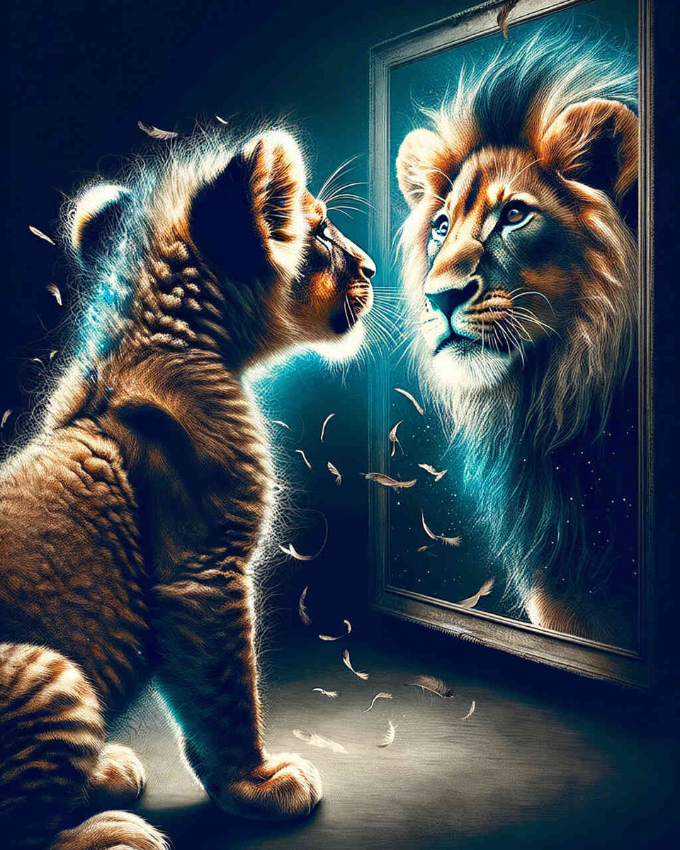 Mirror Image Lion — Diamond Painting Kit design