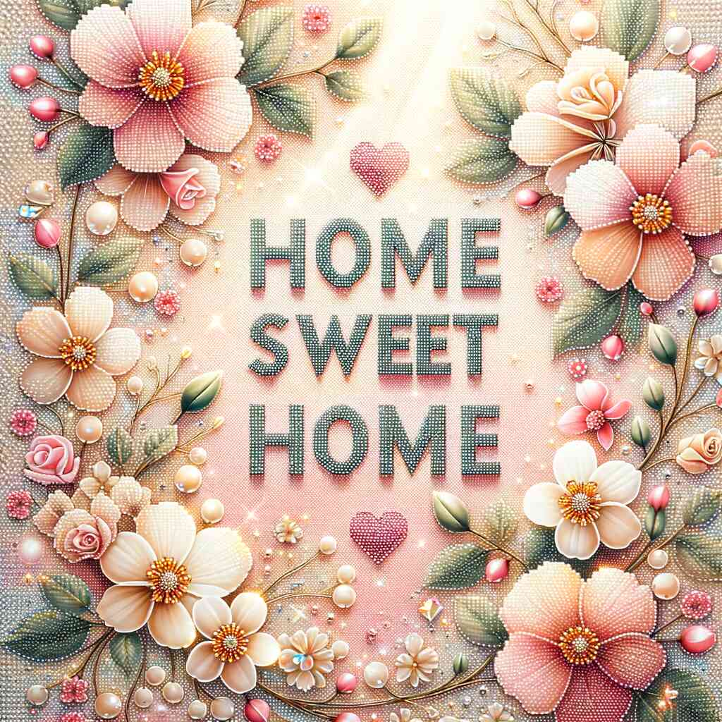 Home Sweet Home Flowers — Diamond Painting Kit design