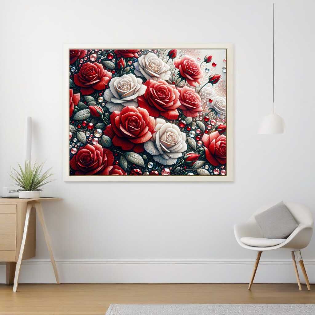 Red and White Rose Arrangement — Diamond Painting Kit, product view 2