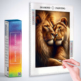 Cuddling lion couple — Diamond Painting Kit, product view 3