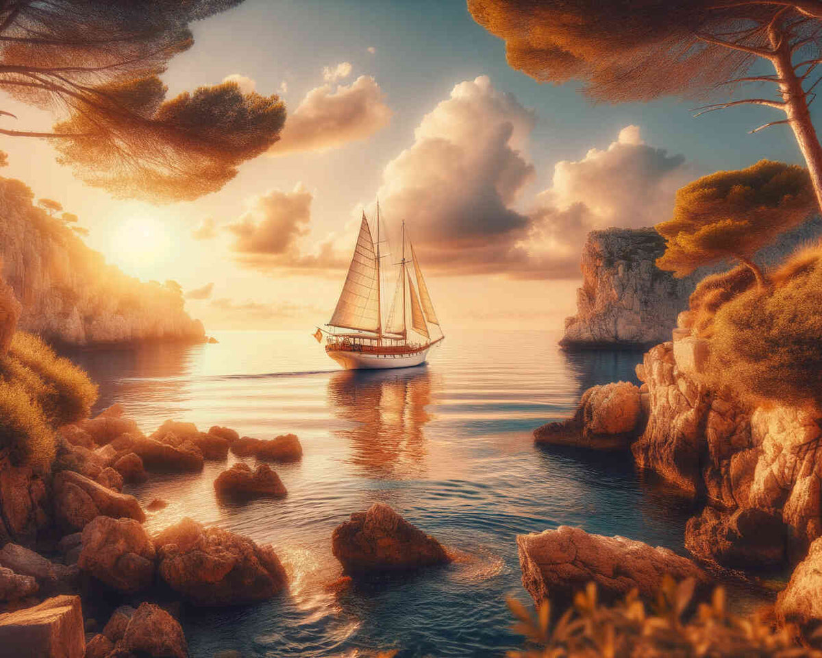 The Traveling Sailboat — Diamond Painting Kit design