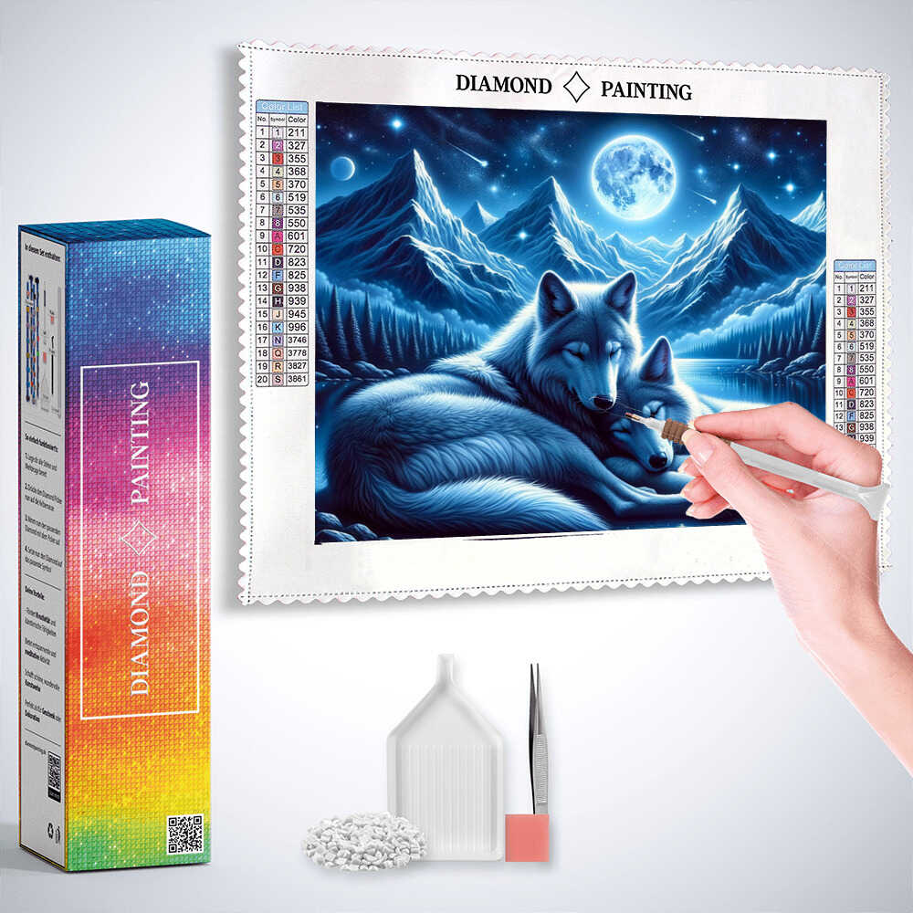 Wolves Cuddling Together — Diamond Painting Kit, product view 3