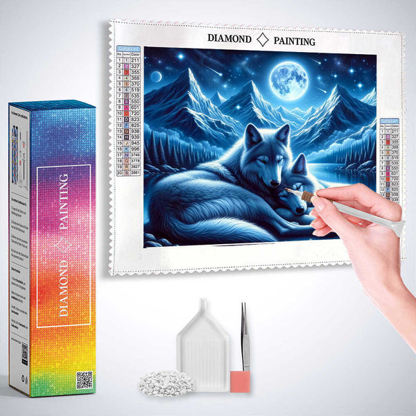 Wolves Cuddling Together — Diamond Painting Kit, product view 3