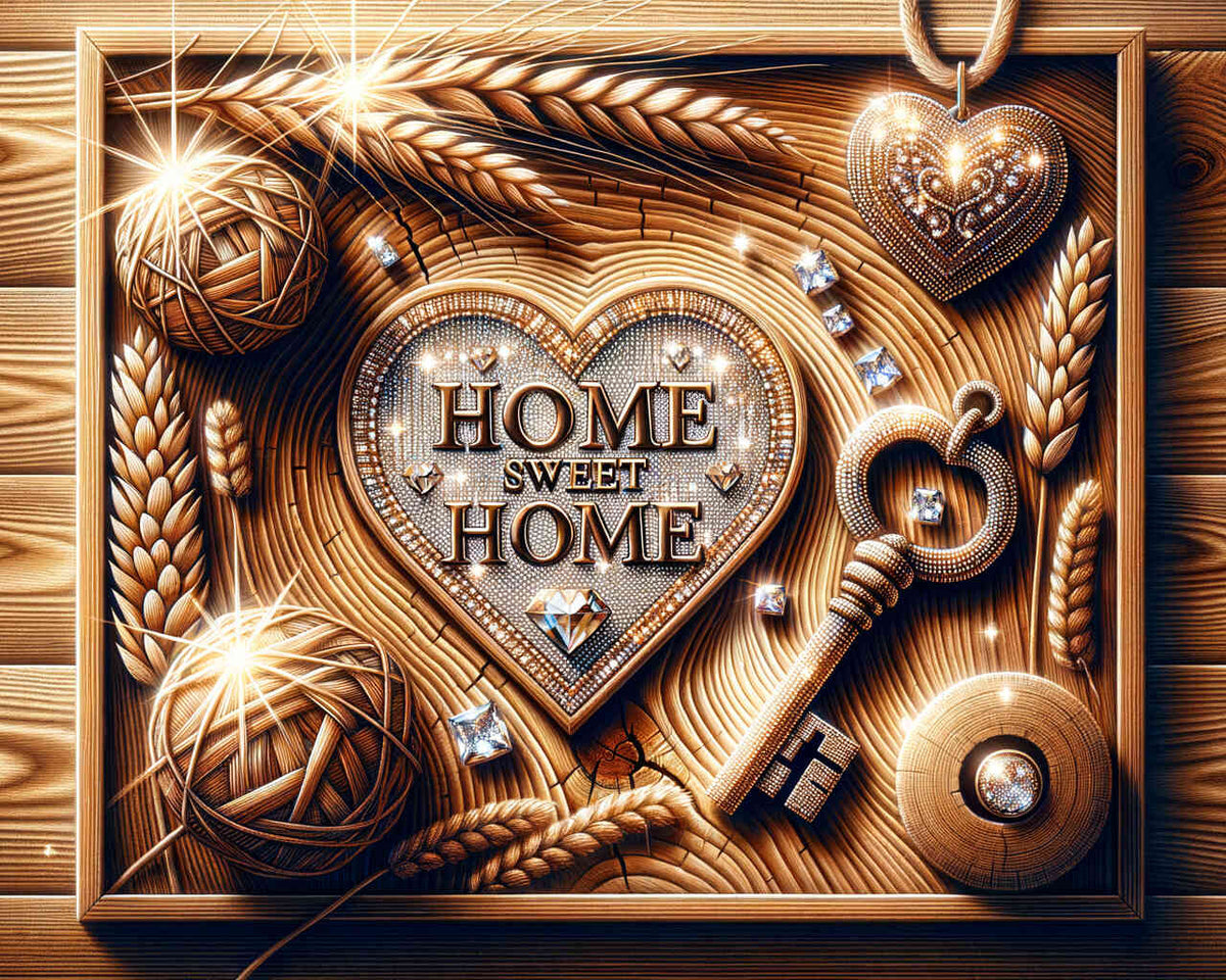 Home Sweet Home in Wood Tones — Diamond Painting Kit design