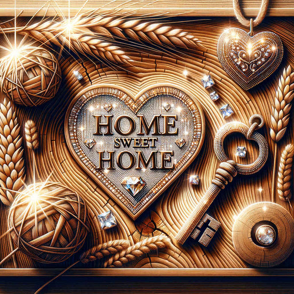 Home Sweet Home in Wood Tones — Diamond Painting Kit design