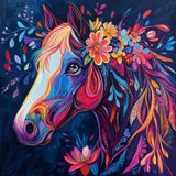 Horse with a Floral Mane — Diamond Painting Kit design