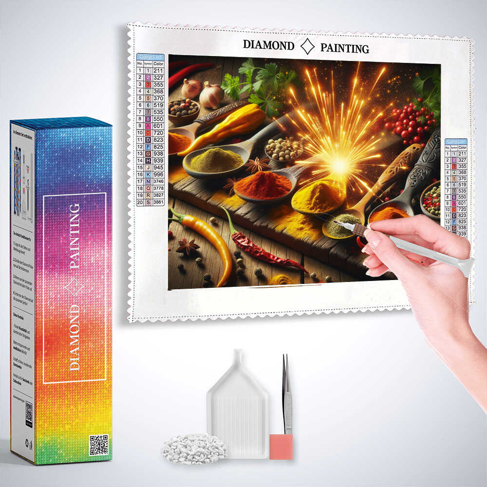 Cooking spoon with spices of the kitchen — Diamond Painting Kit, product view 2