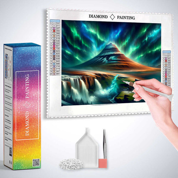 Volcano beneath the Northern Lights — Diamond Painting Kit, product view 3