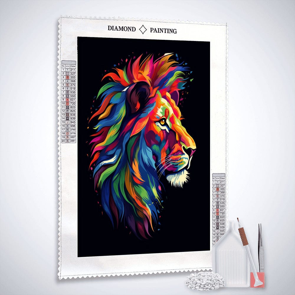 Magnificent lion in rainbow colors — Diamond Painting Kit, product view 2