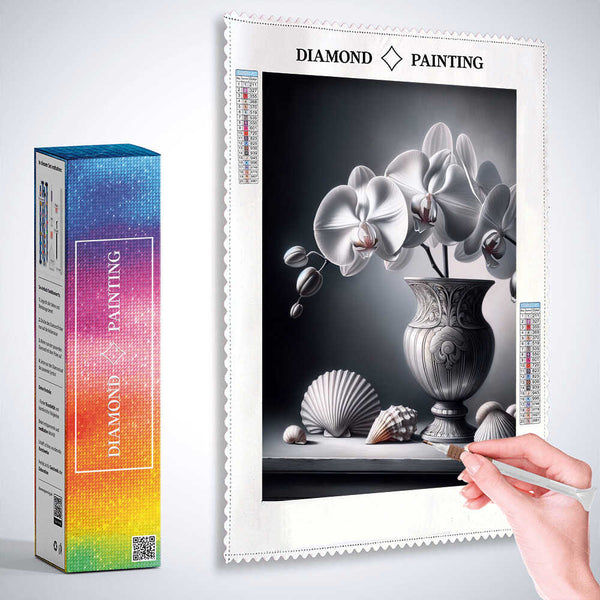 White orchid in vase — Diamond Painting Kit, product view 3