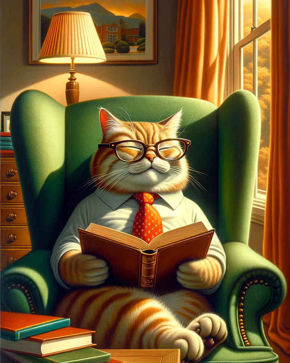 Reading cat — Diamond Painting Kit design