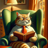 Reading cat — Diamond Painting Kit design