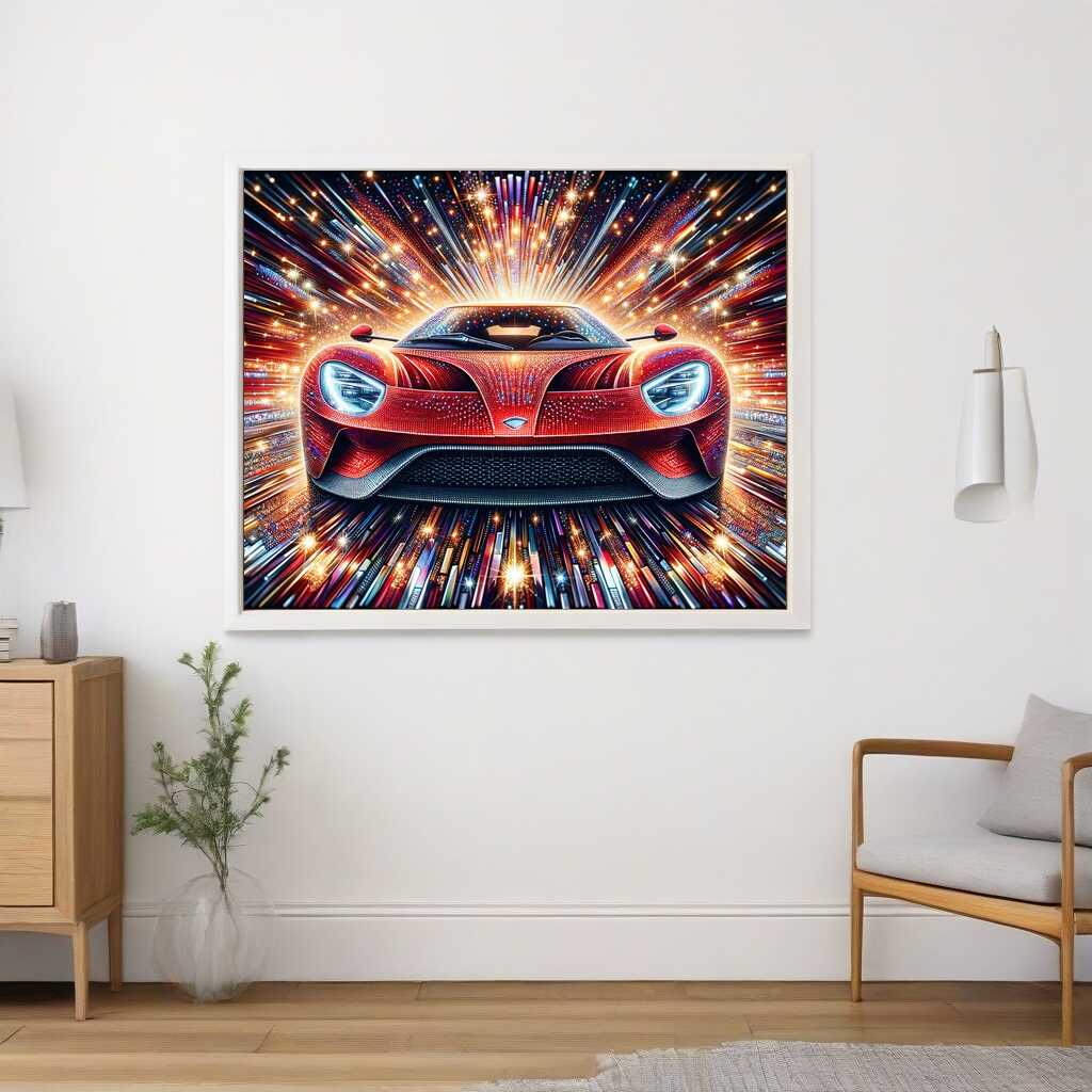 Red Car Front — Diamond Painting Kit, product view 2