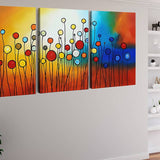 Colorful Abstract Flowers — 3-Panel Diamond Painting Kit, product view 2