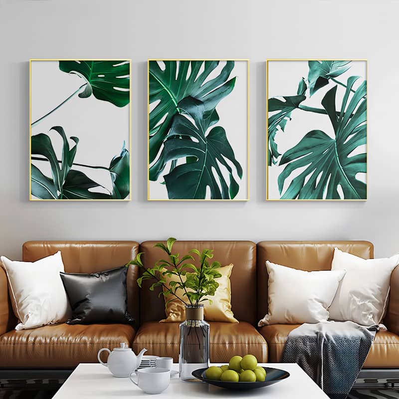 Leaves across Three Panels — 3-Panel Diamond Painting Kit design
