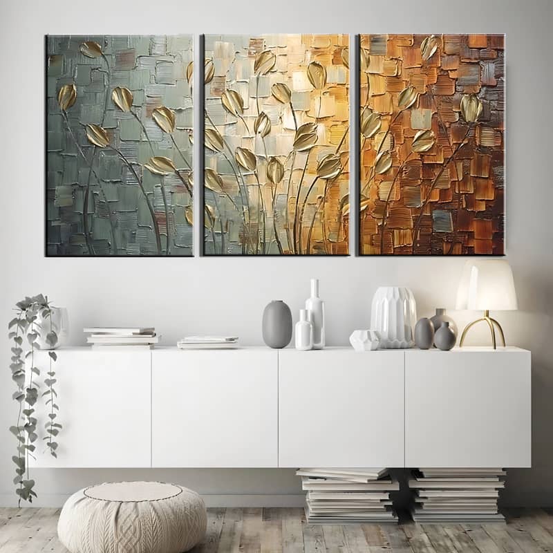 An Elegant Abstract Flower Meadow — 3-Panel Diamond Painting Kit design