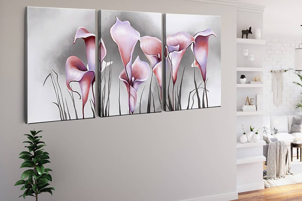 Calla Lily Trio — 3-Panel Diamond Painting Kit, product view 2