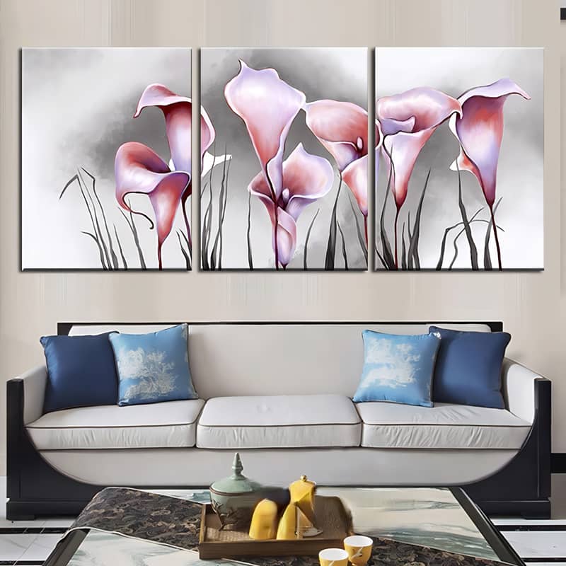 Calla Lily Trio — 3-Panel Diamond Painting Kit design