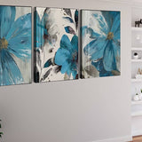 Three Blue Flowers — 3-Panel Diamond Painting Kit, product view 2