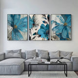 Three Blue Flowers — 3-Panel Diamond Painting Kit design