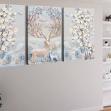 Deer and Flowers in Pastel — 3-Panel Diamond Painting Kit, product view 2