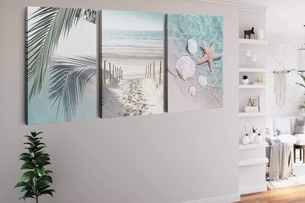 Palms, Seashells and a Starfish — 3-Panel Diamond Painting Kit, product view 2