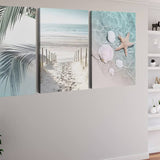 Palms, Seashells and a Starfish — 3-Panel Diamond Painting Kit, product view 2