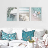 Palms, Seashells and a Starfish — 3-Panel Diamond Painting Kit design