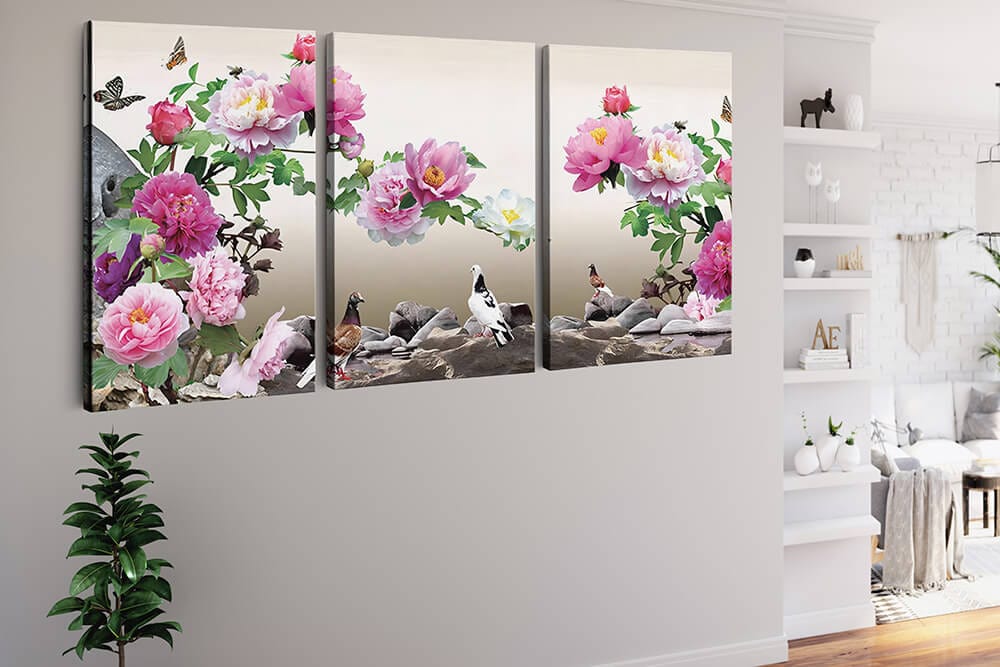 Roses, Doves and Butterflies — 3-Panel Diamond Painting Kit, product view 2