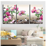 Roses, Doves and Butterflies — 3-Panel Diamond Painting Kit design