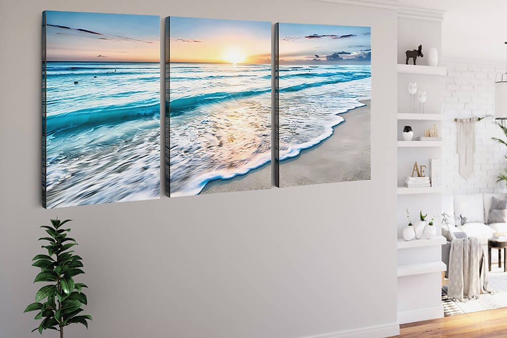 Beach Walk at Sunset — 3-Panel Diamond Painting Kit, product view 2