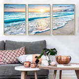 Beach Walk at Sunset — 3-Panel Diamond Painting Kit design