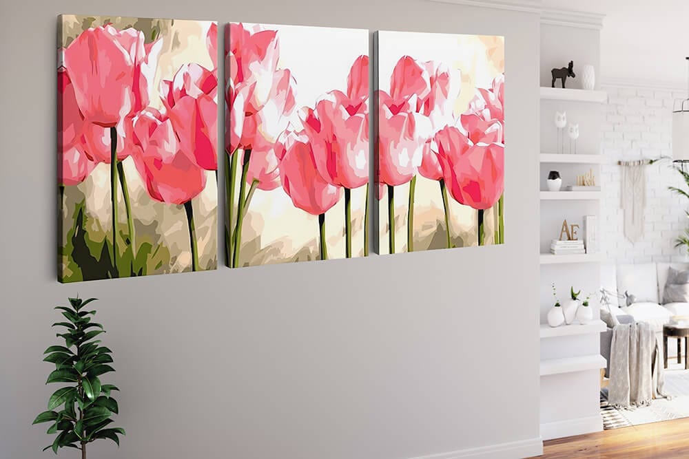 Tulip Field in the Sun — 3-Panel Diamond Painting Kit, product view 2