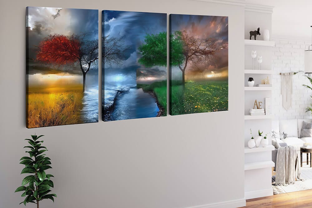 Four Seasons in Three Panels — 3-Panel Diamond Painting Kit, product view 2