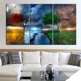 Four Seasons in Three Panels — 3-Panel Diamond Painting Kit design