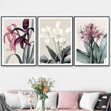 White and Pink Flower Trio — 3-Panel Diamond Painting Kit design