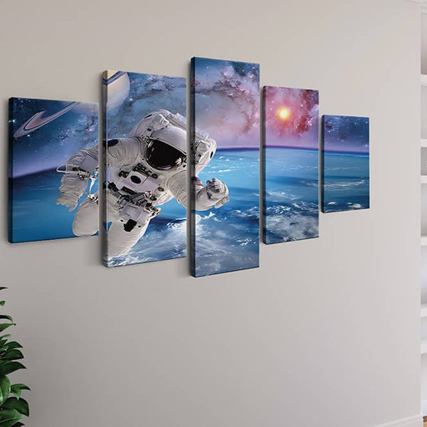 Astronaut in space above the earth — 5-Panel Diamond Painting Kit, product view 2