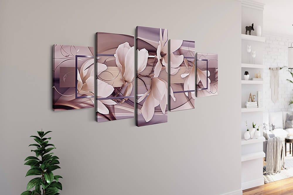Flower tendril in front of pattern background — 5-Panel Diamond Painting Kit, product view 2