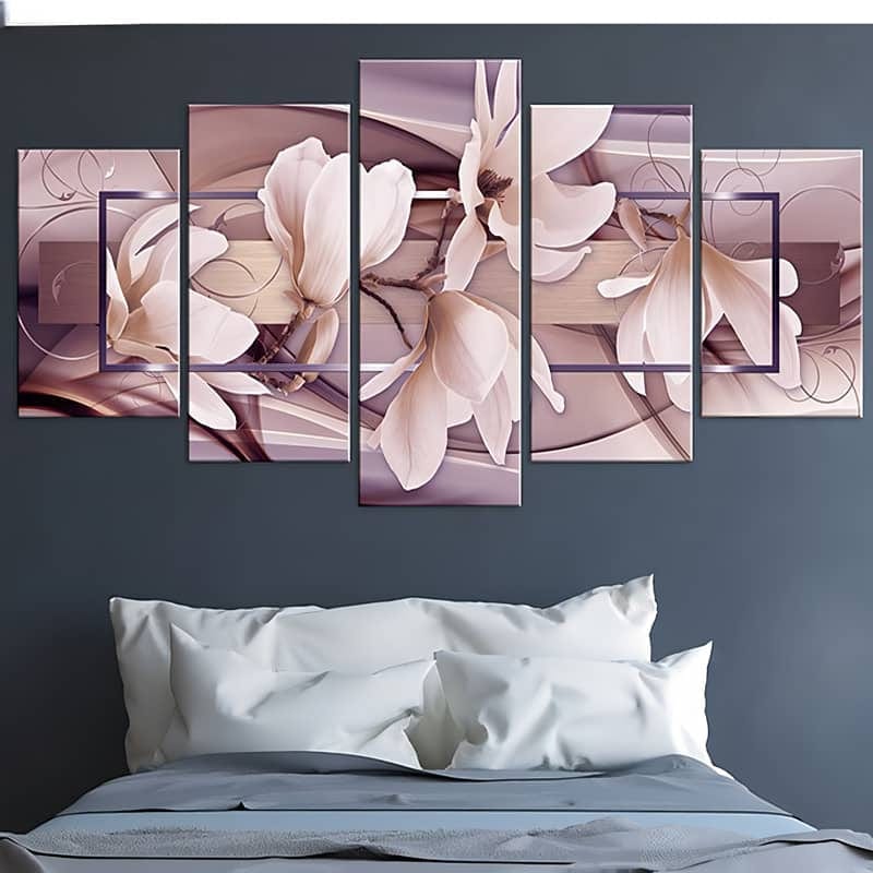 Flower tendril in front of pattern background — 5-Panel Diamond Painting Kit design