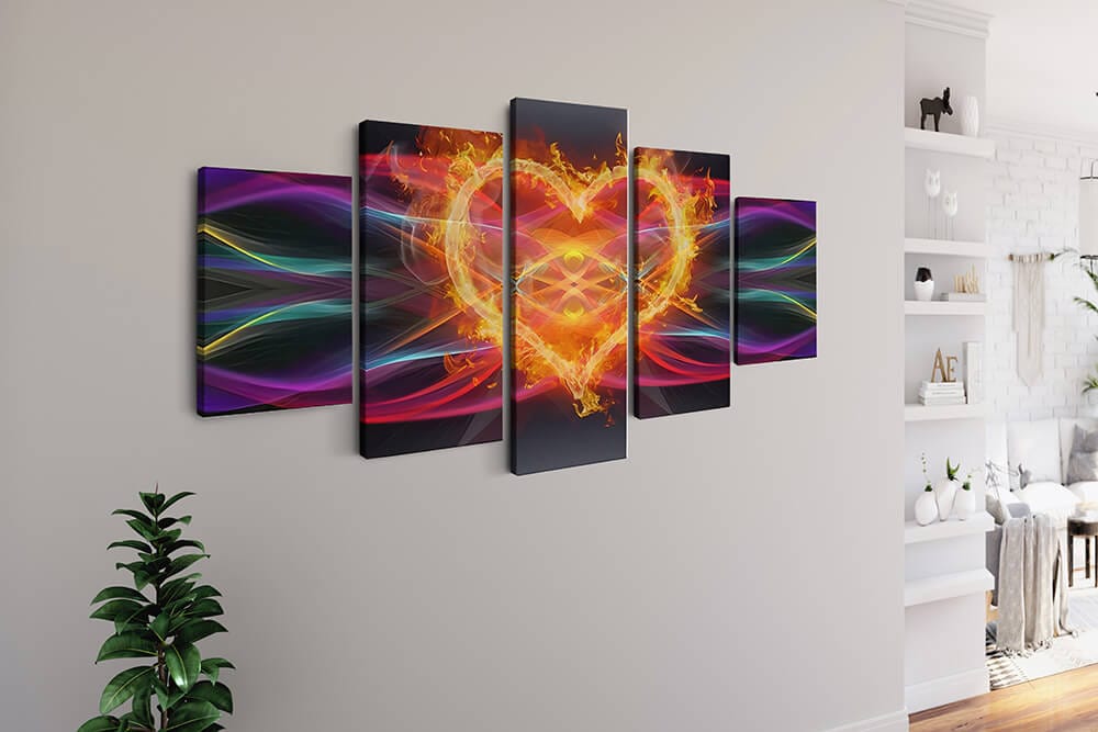 Fire heart with color waves — 5-Panel Diamond Painting Kit, product view 2