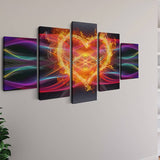 Fire heart with color waves — 5-Panel Diamond Painting Kit, product view 2