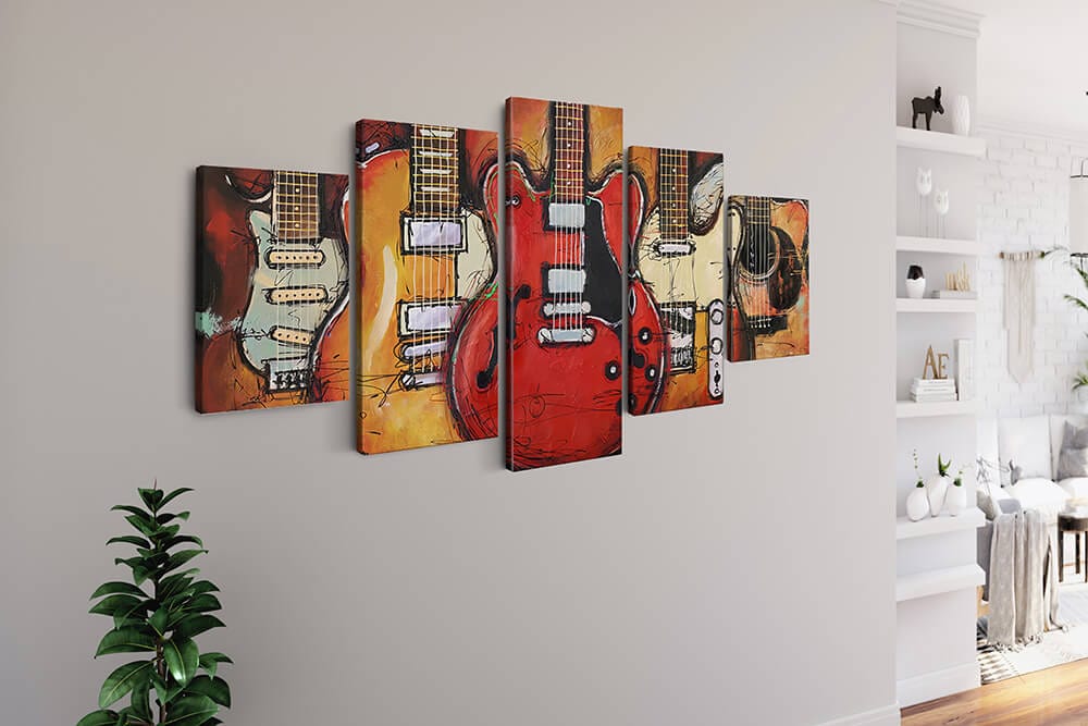 Five guitars — 5-Panel Diamond Painting Kit, product view 2