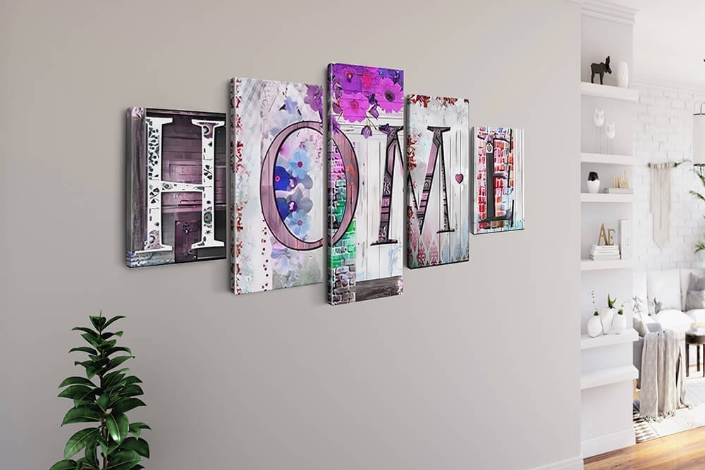 Home in Patterned Wood — 5-Panel Diamond Painting Kit, product view 2