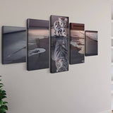 Little Cat, White Tiger, Mirror Image in Black and White — 5-Panel Diamond Painting Kit, product view 2