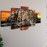 Lying leopard, in front of the sunset — 5-Panel Diamond Painting Kit, product view 2