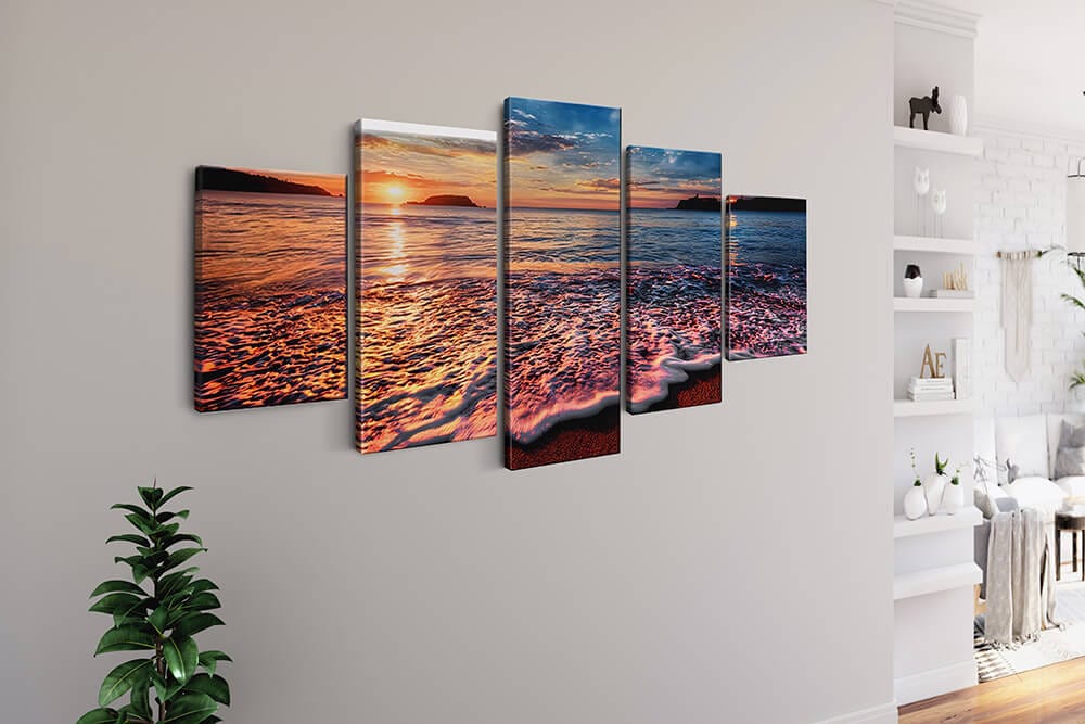 Sunset over the sea, Gentle waves — 5-Panel Diamond Painting Kit, product view 2