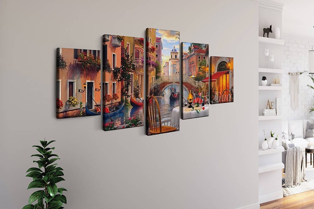 Dinner beside a Venetian Canal — 5-Panel Diamond Painting Kit, product view 2