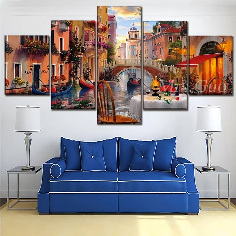 Dinner beside a Venetian Canal — 5-Panel Diamond Painting Kit design