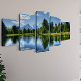 Forest lake in the mountains, blue sky — 5-Panel Diamond Painting Kit, product view 2